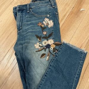 Abercrombie and Fitch floral embroidered jeans